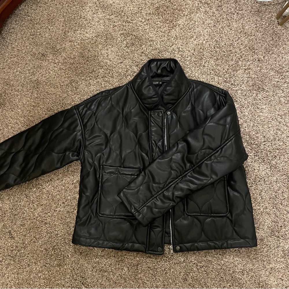 Quilted Faux Leather Jacket